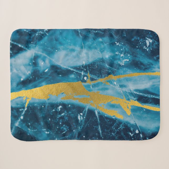 Geode Agate Gemstone Blue und Gold Sherpadecke (Vorderseite (Horizontal))
