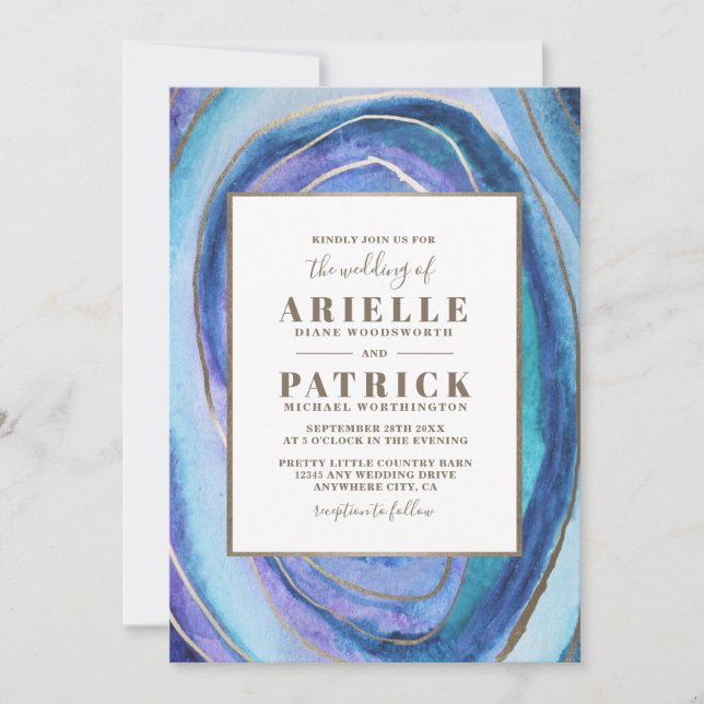 Géode Agate Gemstone Wedding Invitations (Devant)