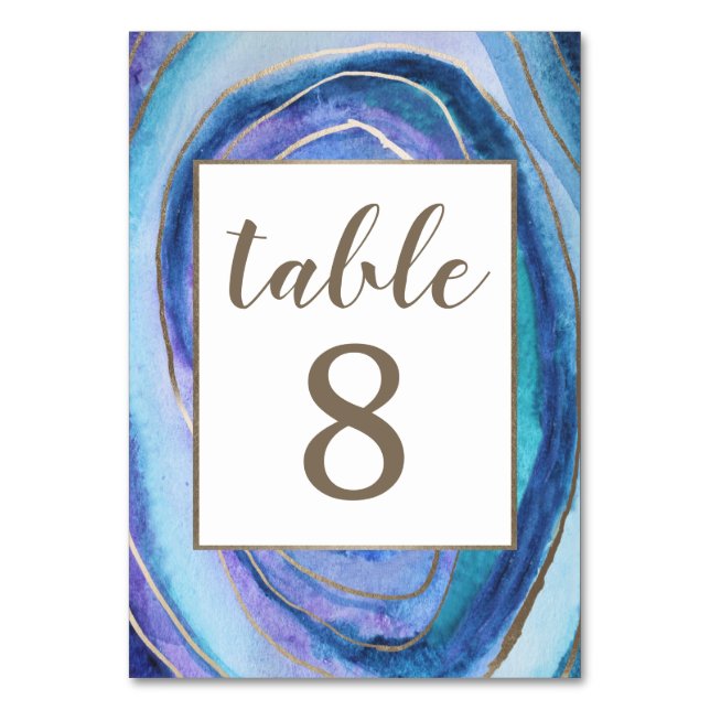 Geode Agate Gemstone Wedding Tischnummer Cards (Vorderseite)