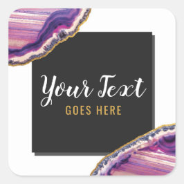 Geode Agate Slice Gemstone Ultra Violet Lila Quadratischer Aufkleber