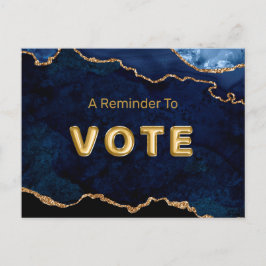 Geode Blue Gilded Vote Postkarte