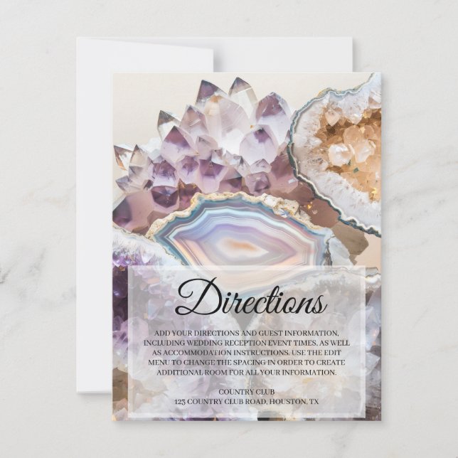 Geode Crystal Wedding Directions Insert Card Einladung (Vorderseite)