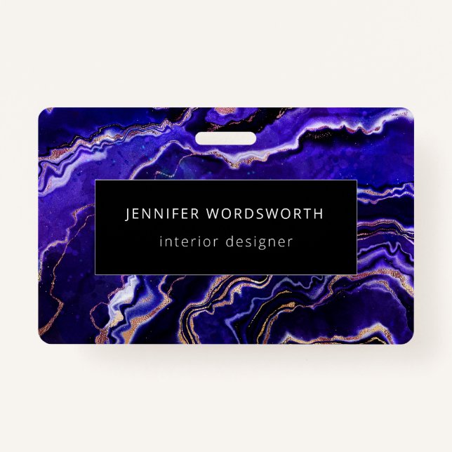 Geode Deep Blue Lila Agate Ausweis (Vorderseite)