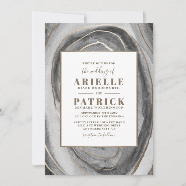 Geode Gemstone Agate Mariage Invitations (Devant)