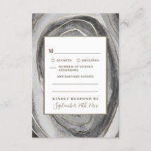 Geode Gemstone Agate Wedding RSVP Cards