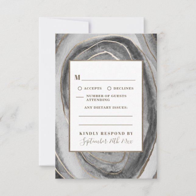 Geode Gemstone Agate Wedding RSVP Cards (Vorderseite)
