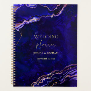 Geode géométrique Deep Blue Rose Gold Agate Mariag