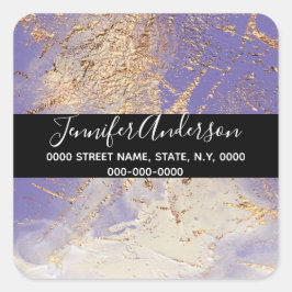 Geode Imitate Gold lila Lacktextur sehen elegant a Quadratischer Aufkleber