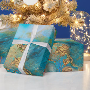 Geode Imitate goldblau lila agate peacock chic Geschenkpapier
