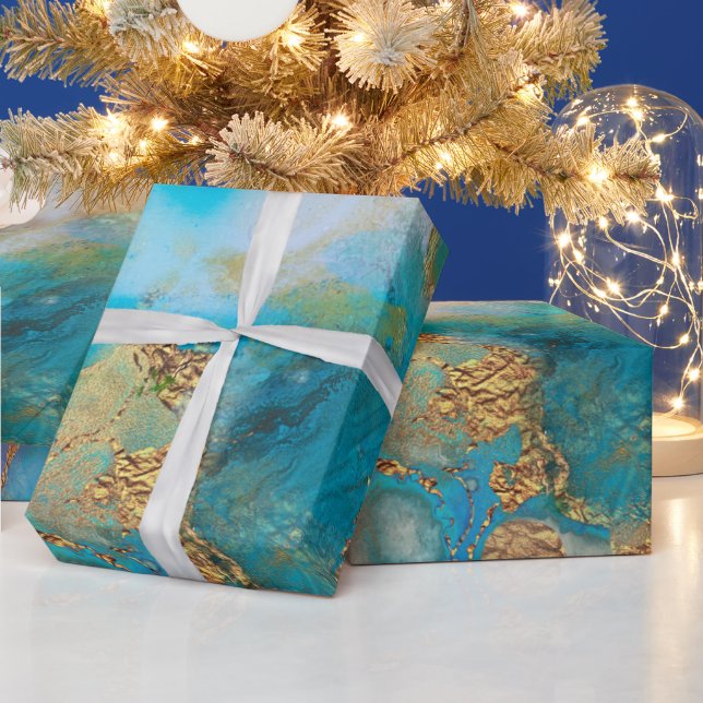 Geode Imitate goldblau lila agate peacock chic Geschenkpapier (Feiertage)