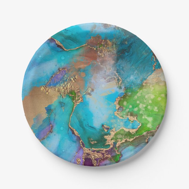 Geode Imitate Goldblauer lila lila Agerstein Pappteller (Vorderseite)