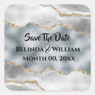 Geode Imitate silbergold weiß agate Wasserfarbe ge Quadratischer Aufkleber