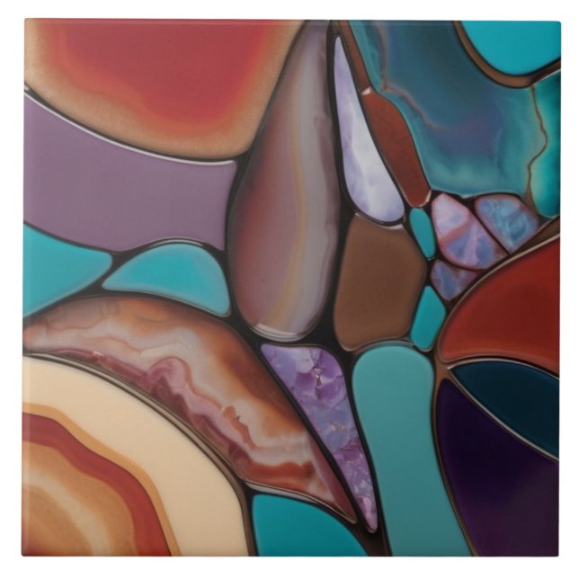 Geode - Imitats aus Glas Mosaik Abstrakte Kunst Fliese (Vorderseite)