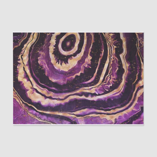 Geode Lila Pink Gold Abstrakt Agate Seidenpapier (Vorderseite)