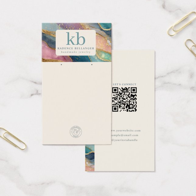 Geode-Muster-Monogramm-Schmuckanzeigekarten (Büro)