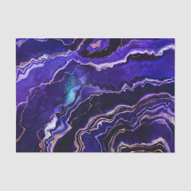 Geode Tief Lila Rose Gold Agate Seidenpapier (Vorderseite)