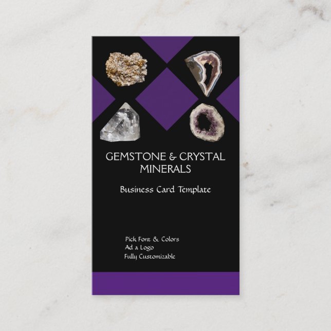 Geodes, Amethyst u. Quarz-Kristalle Visitenkarte (Vorderseite)