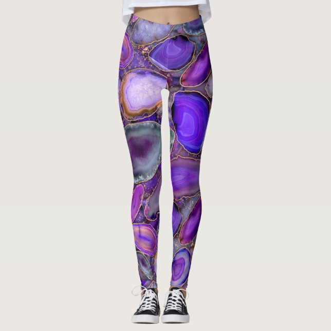 Geodes-Kristallmuster - Lila und violett Leggings (Vorderseite)