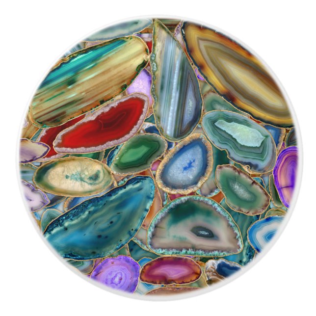 Geodes-Kristallmuster - Multicolor Keramikknauf (Vorderseite)