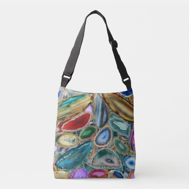 Geodes-Kristallmuster - Multicolor Tragetaschen Mit Langen Trägern (Vorderseite)