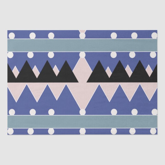 Geoemetric Blue Pink Black Aquamarin Pattern Seidenpapier (Vorderseite)