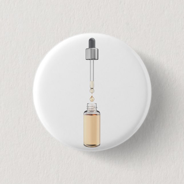 Geöffnete Glas-Tropfflasche mit Pipette Button (Vorderseite)
