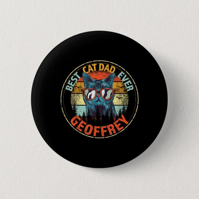 Geoffrey Cat Dad Ever Lustiger Name Button (Vorderseite)