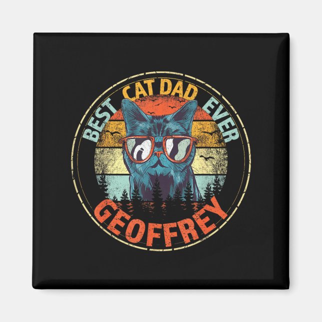 Geoffrey Cat Dad Ever Lustiger Name Magnet (Vorne)