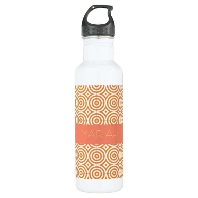 Geogeles Muster für Creme Lachs Edelstahlflasche (Vorderseite)