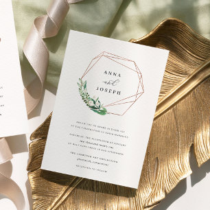 Geogeometrische Kräne   Botanische Hochzeit Einladung