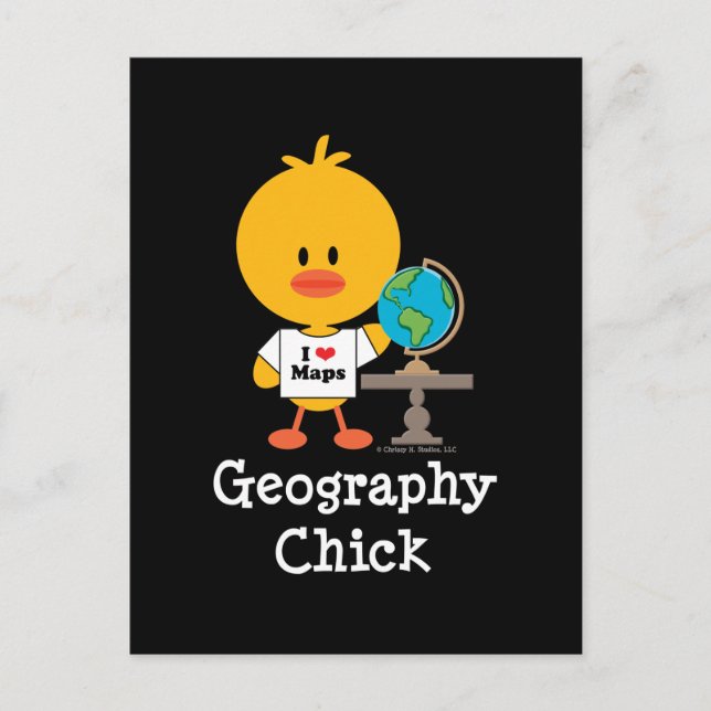 Geografie Chick Postcard Postkarte (Vorderseite)