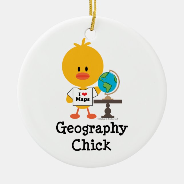 Geografie-Küken-Verzierung Keramik Ornament (Vorne)
