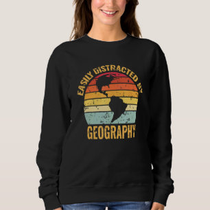 Geografie Lehrer Retro Vintag Geographer World m Sweatshirt