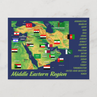 Geografische Karte der Nahost-Länder mit Flagge