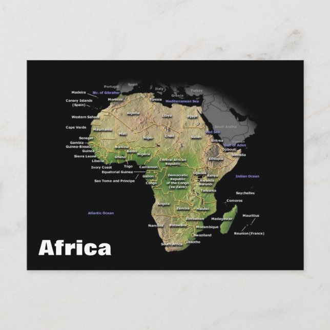 Geografische Karte des afrikanischen Kontinents (Vorderseite)
