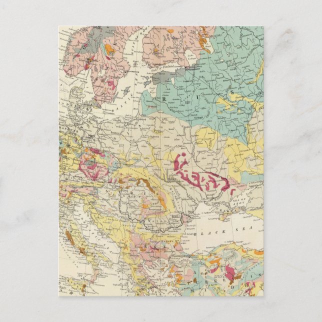 Geografische Landkarte Europa Postkarte (Vorderseite)