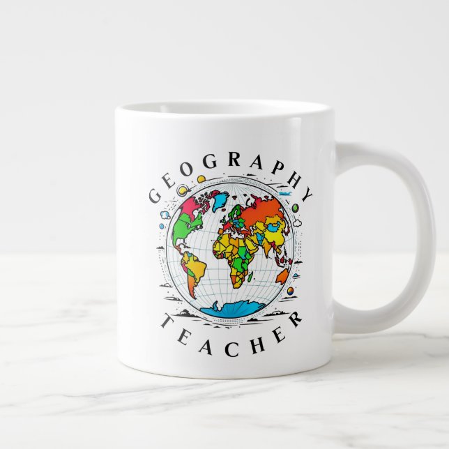 Geografischer Lehrer mit farbenfroher Globe Grafik Jumbo-Tasse (Rechts)