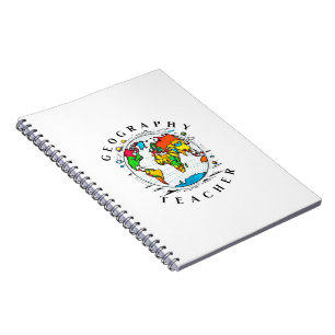 Geografischer Lehrer mit farbenfroher Globe Grafik Notizblock