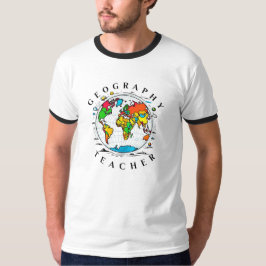 Geografischer Lehrertext mit farbenfroher Globe Gr T-Shirt