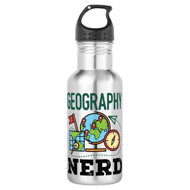Geografischer Nerd Edelstahlflasche (Vorderseite)