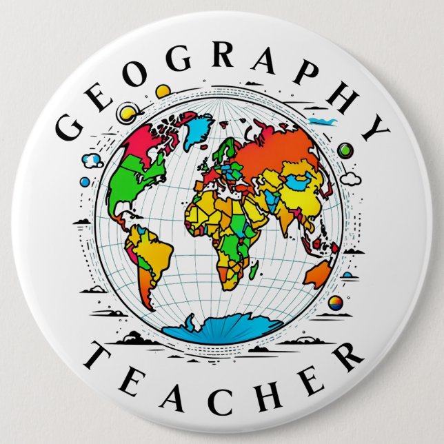 Geografisches Abzeichen mit farbenfroher Globe Button (Vorderseite)