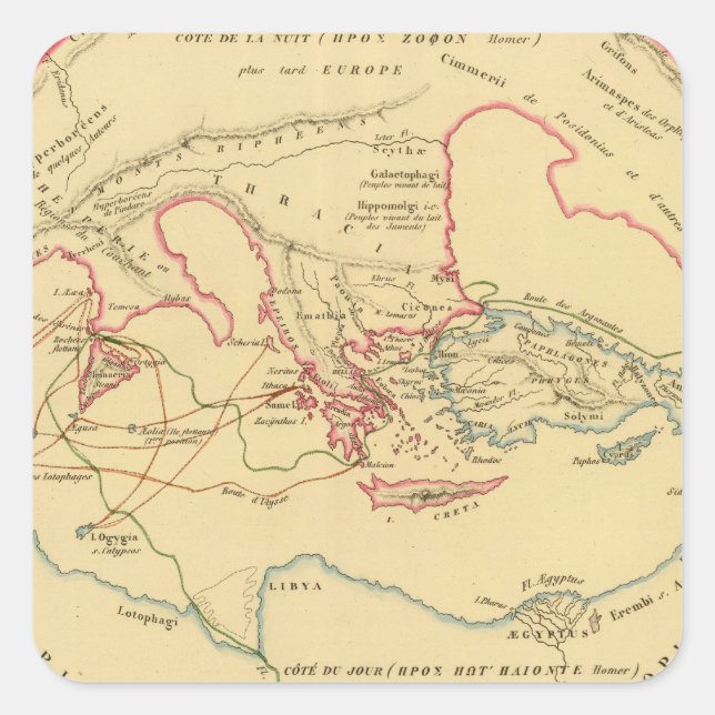 Geographie des Grecs Primitive Quadratischer Aufkleber (Vorderseite)