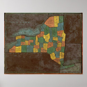 Geographische Analyse des Staat von New York Poster