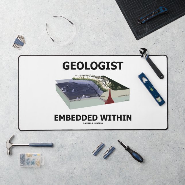 Geologe, eingebettet in Subduktionszone Schreibtischunterlage (Arbeitsplatz)