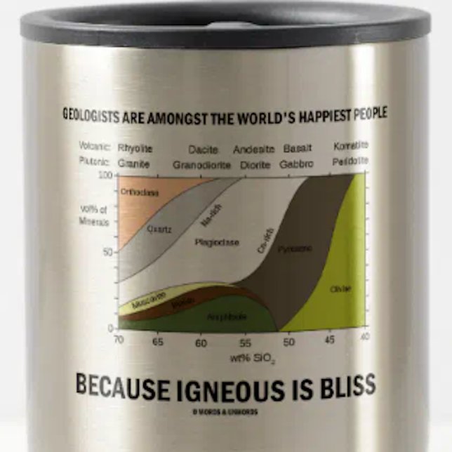 Geologen glücklich, dass die Menschen unheimlich s Reisebecher (Memorable scientific saying mug showing the chemical composition of igneous rock for any geologist!)
