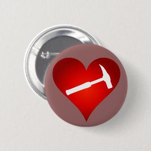 Geologen-Herz und Felshammer Button