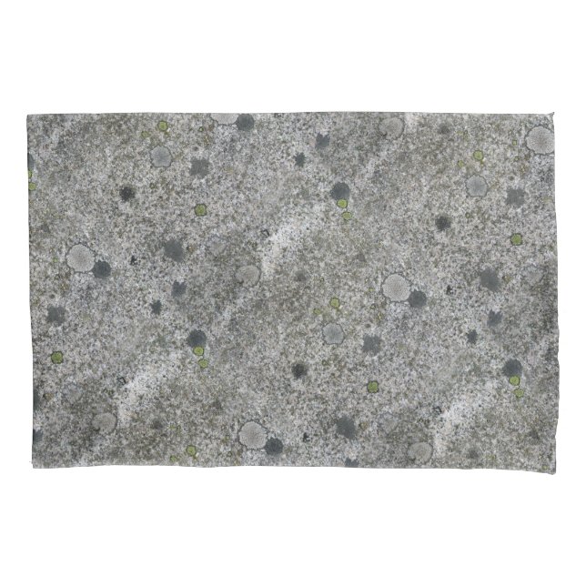 Geologie-Felsen-grauer Granit mit grünem Moos Kissenbezug (Vorderseite)