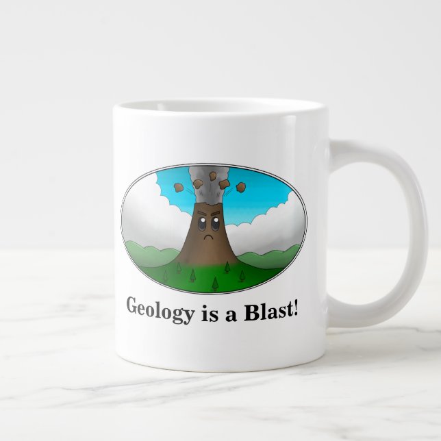 Geologie ist ein Blast! Cartoon Vulkan Jumbo-Tasse (Rechts)