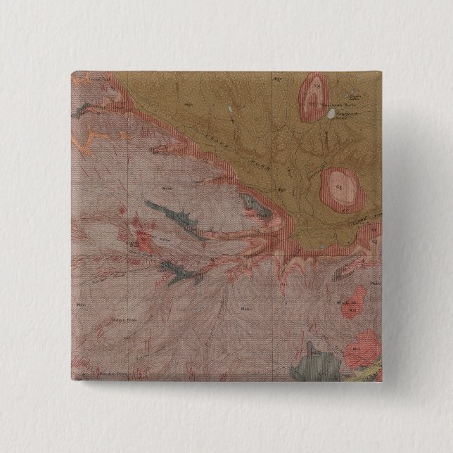 Geologie-Karte, Yellowstone National Part, Wyoming Button (Vorderseite)