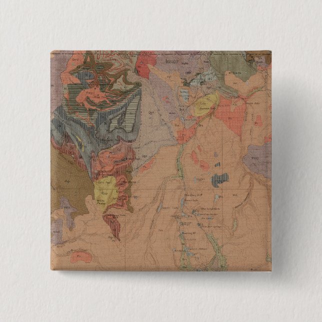 Geologie Karte, Yellowstone National Part, Wyoming Button (Vorderseite)